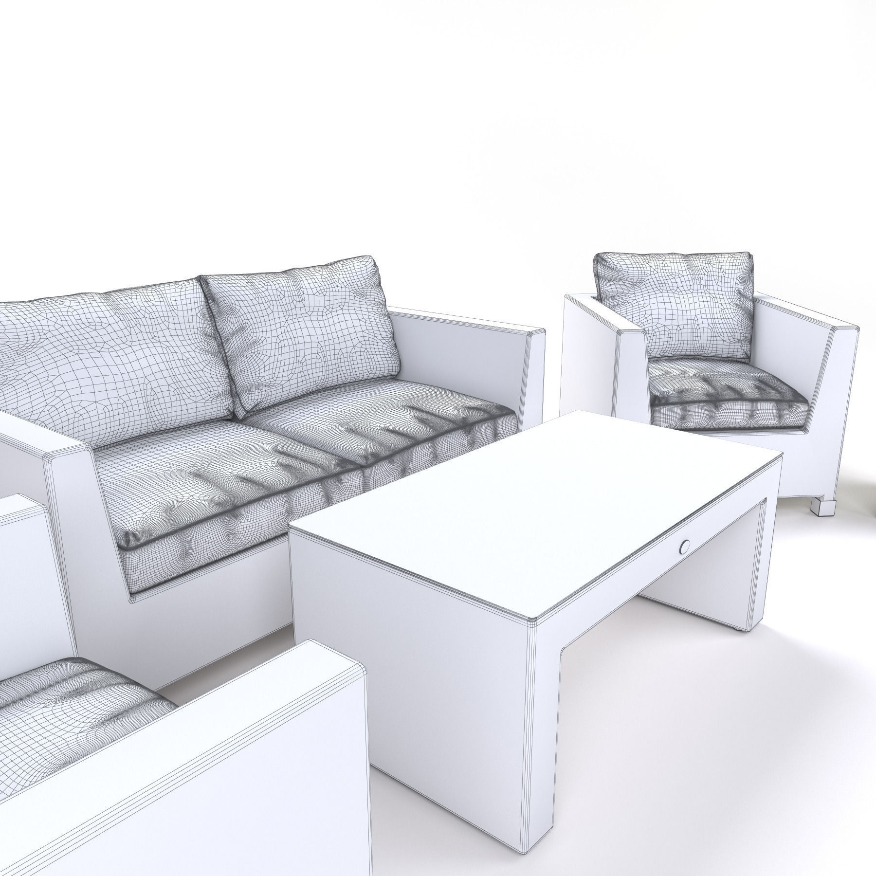 Garden Furniture - Synthetic Rattan Set - ... 3D Model ...