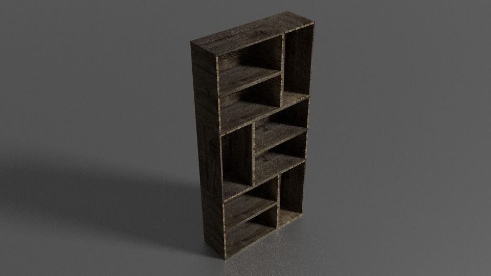 Wooden bookcase Free low-poly 3D model