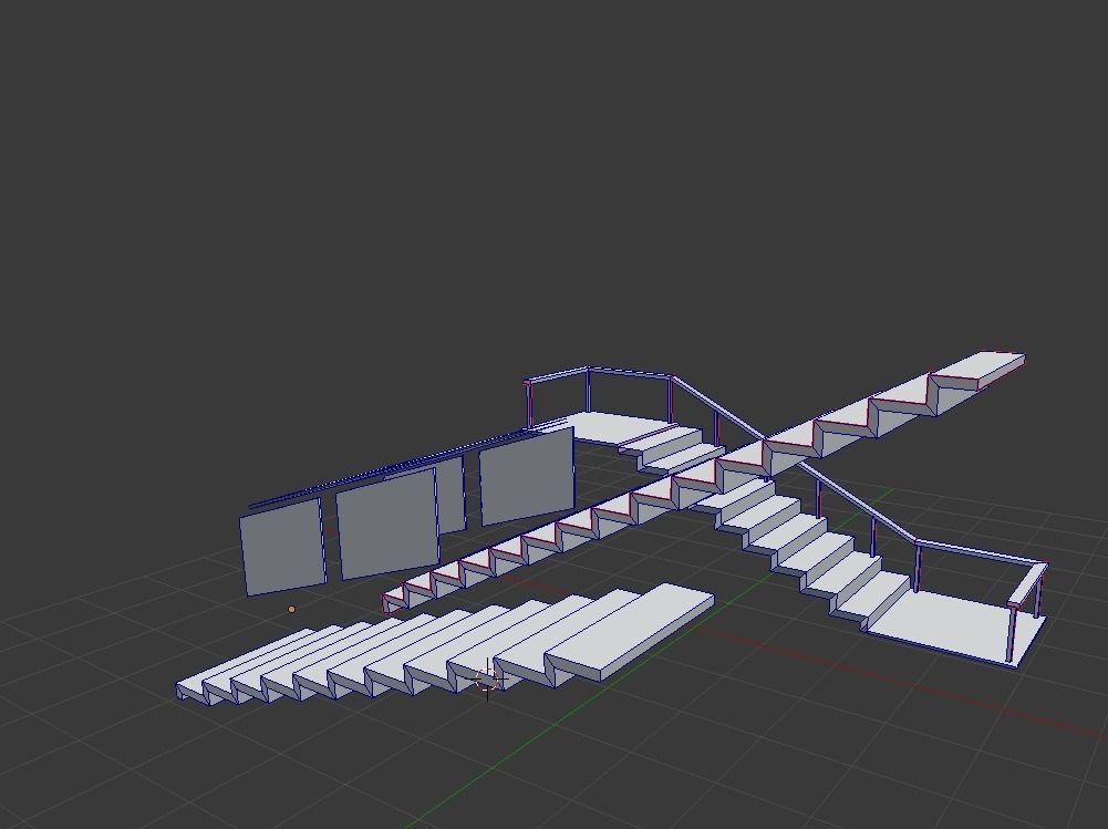 Three stairs components Free low-poly 3D model_8