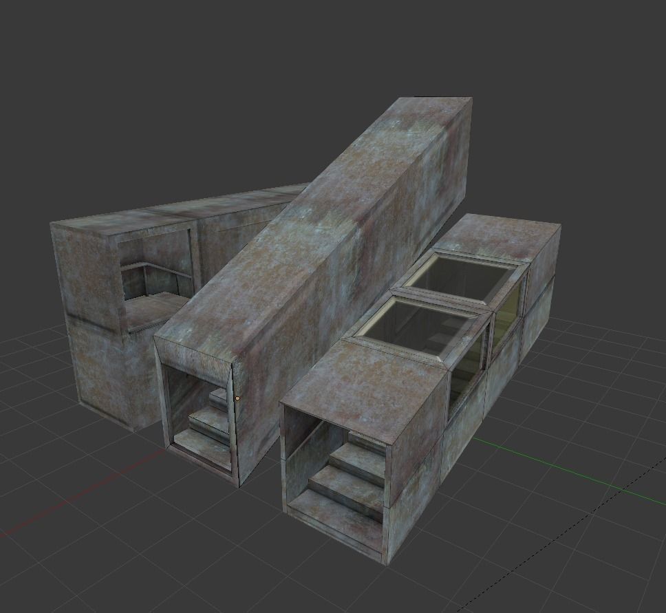 Three stairs components Free low-poly 3D model_0