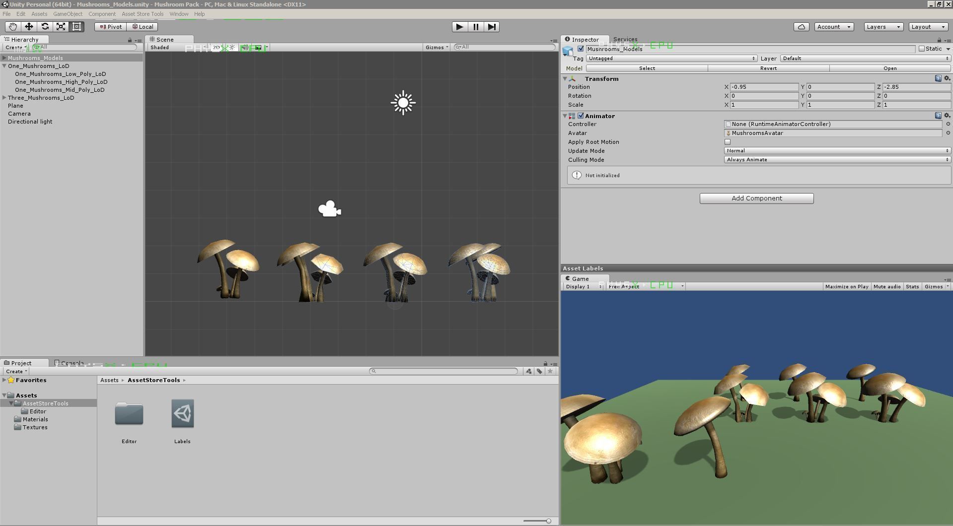 Mushrooms three in woods Low-poly 3D model_10
