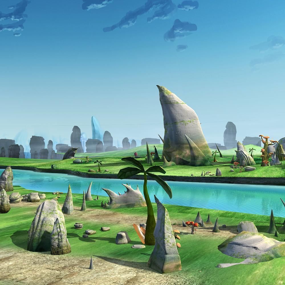 Cartoon Stone Forest Scene 3D model_10