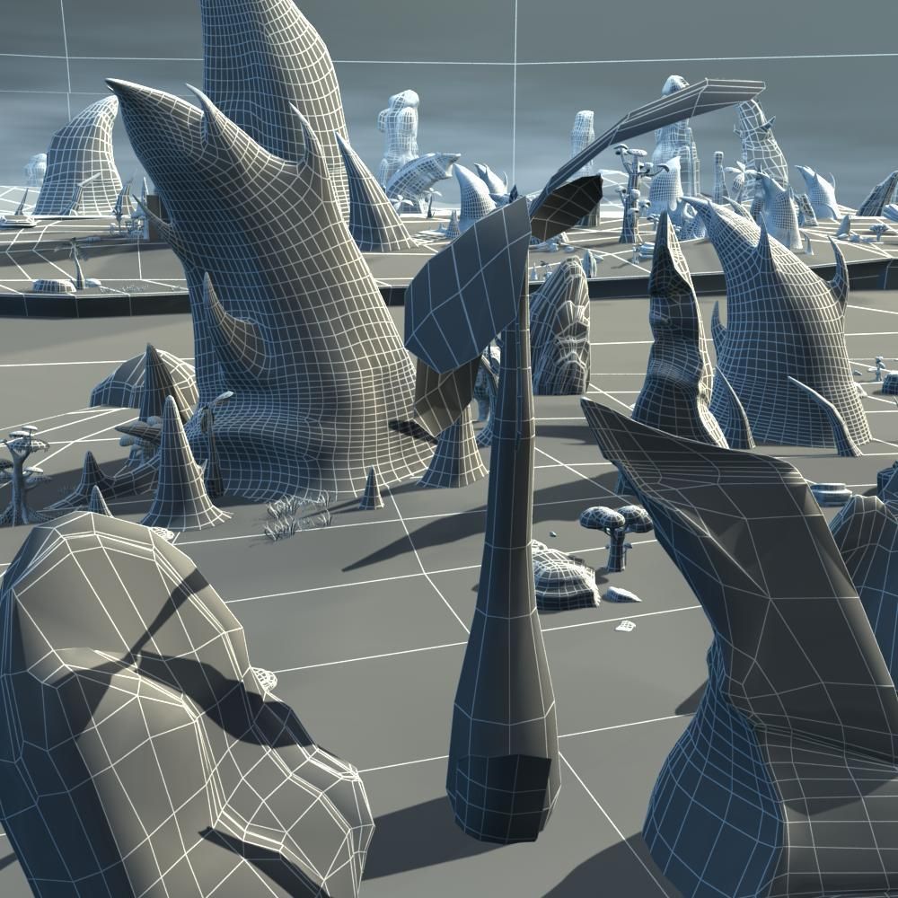 Cartoon Stone Forest Scene 3D model_14