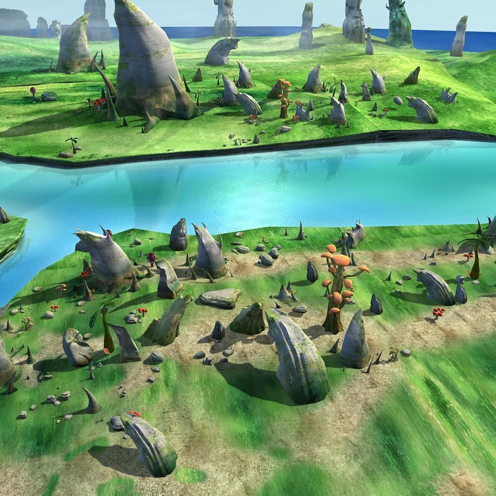 Cartoon Stone Forest Scene 3D model_11