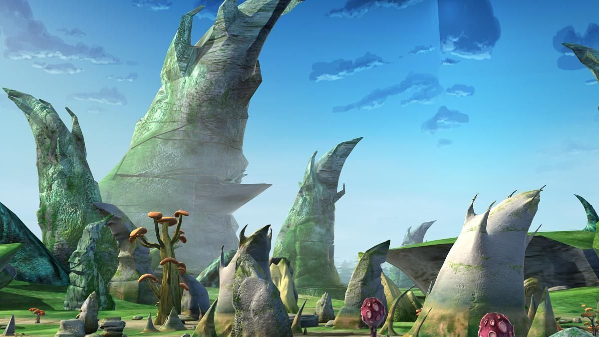 Cartoon Stone Forest Scene 3D model_1