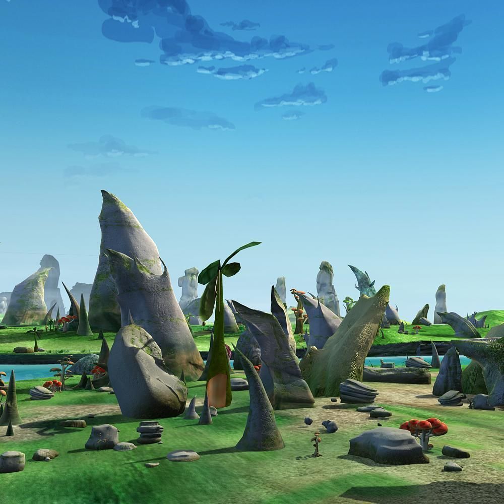 Cartoon Stone Forest Scene 3D model_7