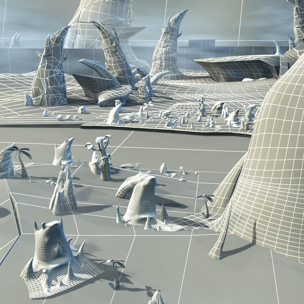 Cartoon Stone Forest Scene 3D model_17