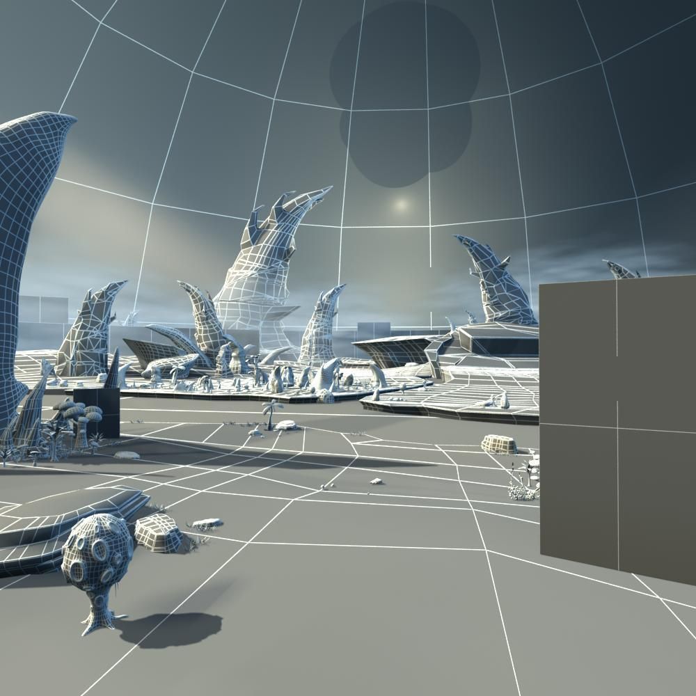 Cartoon Stone Forest Scene 3D model_9