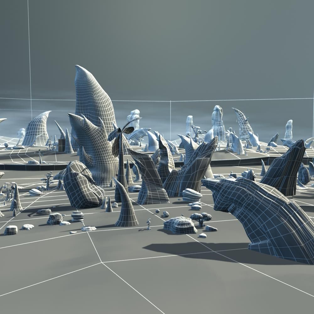 Cartoon Stone Forest Scene 3D model_15