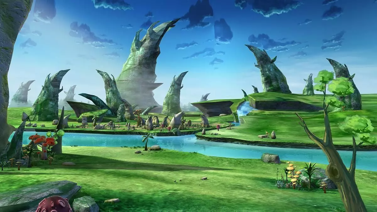 Cartoon Stone Forest Scene 3D model_0