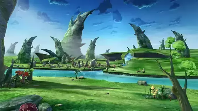 Cartoon Stone Forest Scene 3D model