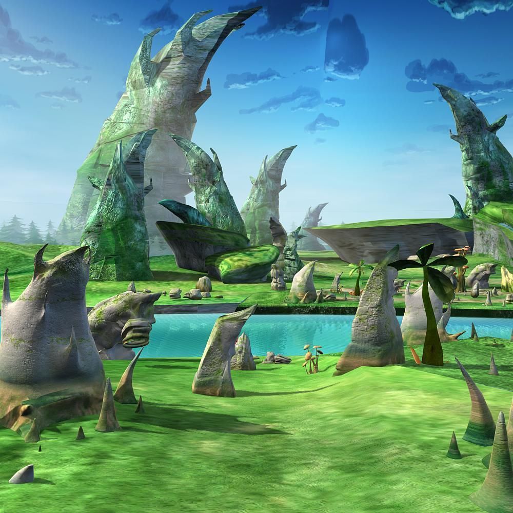 Cartoon Stone Forest Scene 3D model_16