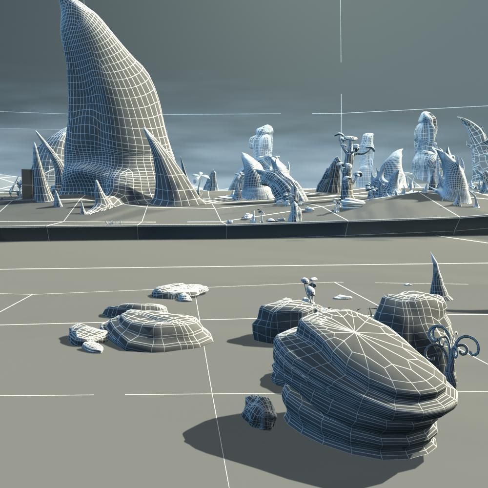 Cartoon Stone Forest Scene 3D model_8