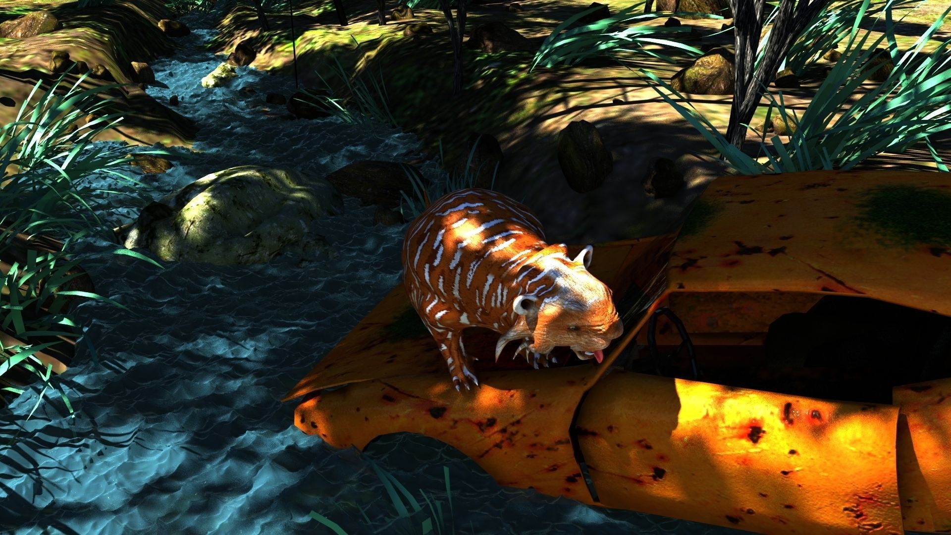 hunting tiger Free 3D model_1