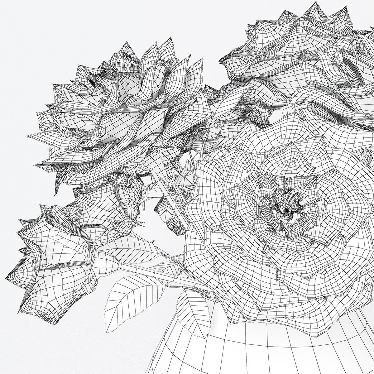 Bouquet of roses 3D model_9