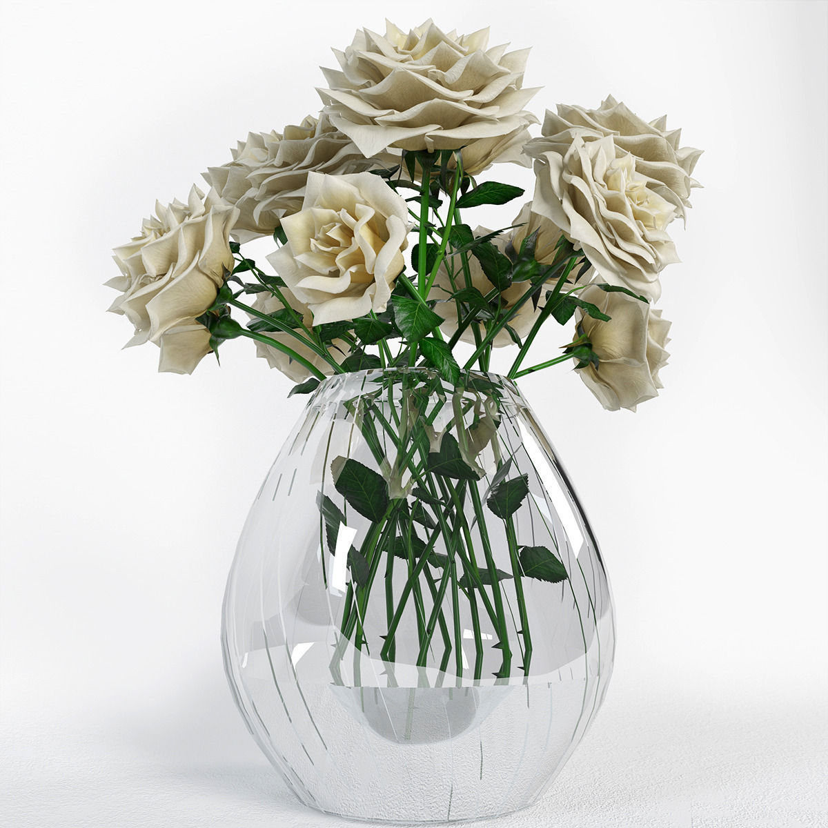 Bouquet of roses 3D model_2