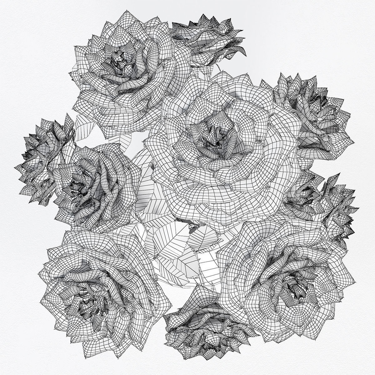 Bouquet of roses 3D model_8