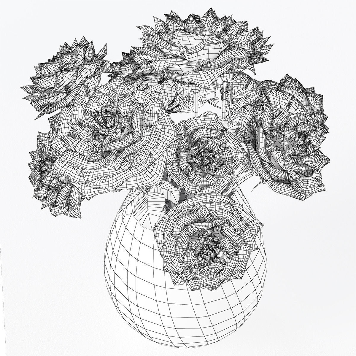Bouquet of roses 3D model_7