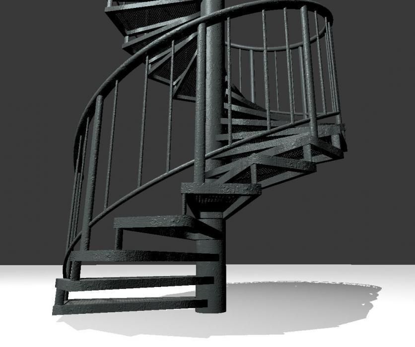 Aluminum spiral staircases for outside Low-poly 3D model_14