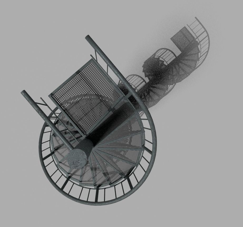 Aluminum spiral staircases for outside Low-poly 3D model_17