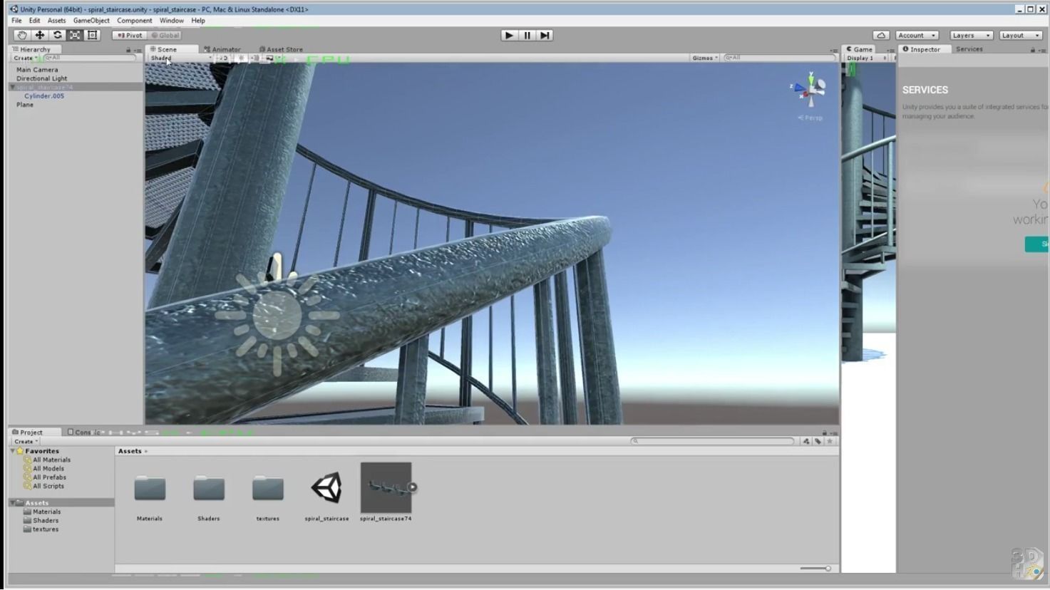 Aluminum spiral staircases for outside Low-poly 3D model_11