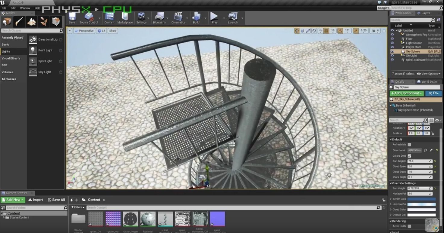 Aluminum spiral staircases for outside Low-poly 3D model_13
