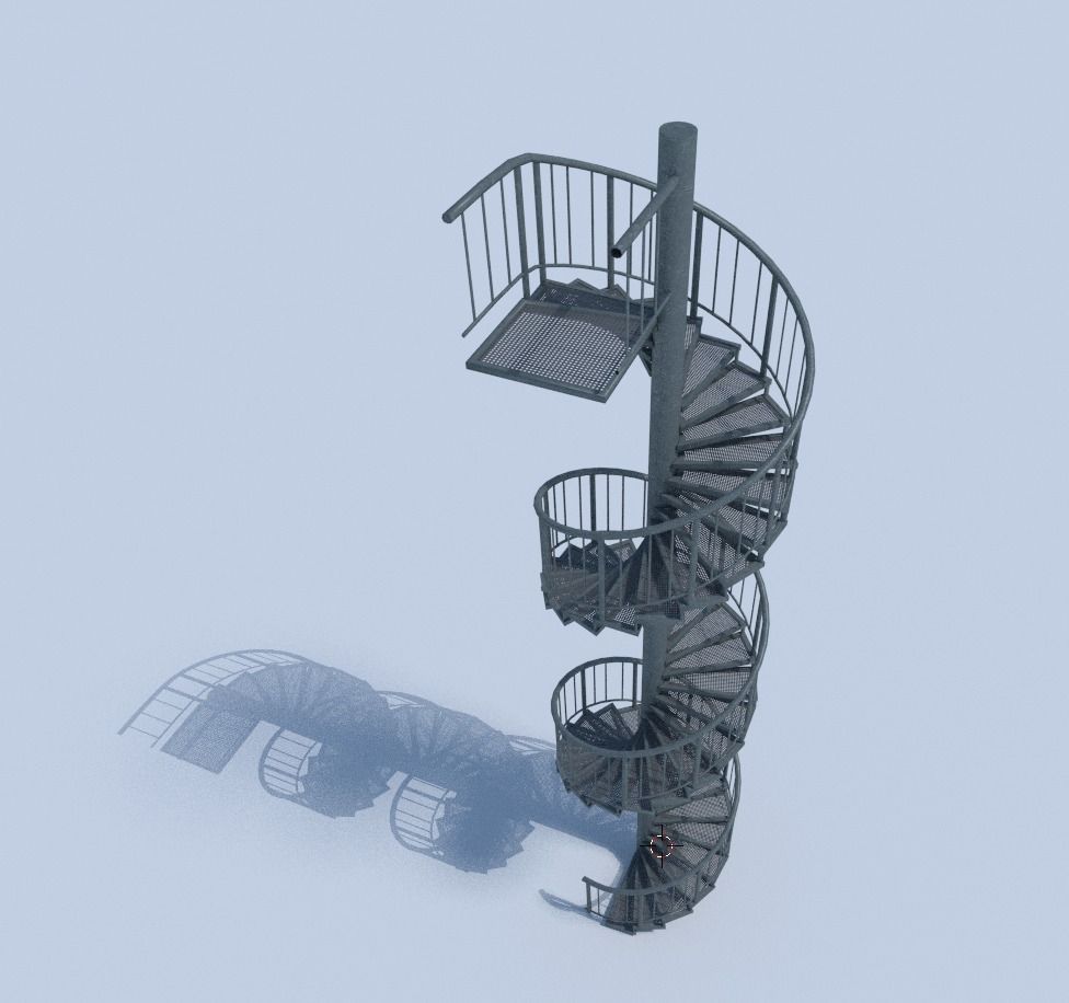 Aluminum spiral staircases for outside Low-poly 3D model_23