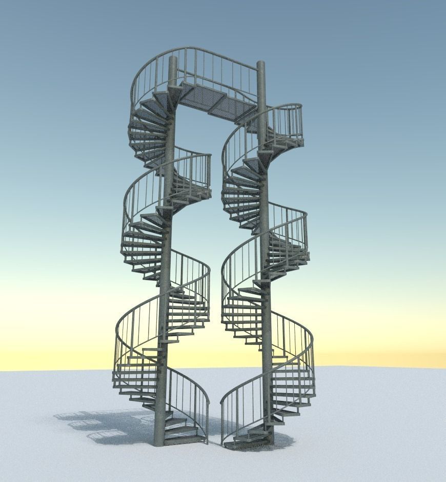 Aluminum spiral staircases for outside Low-poly 3D model_5