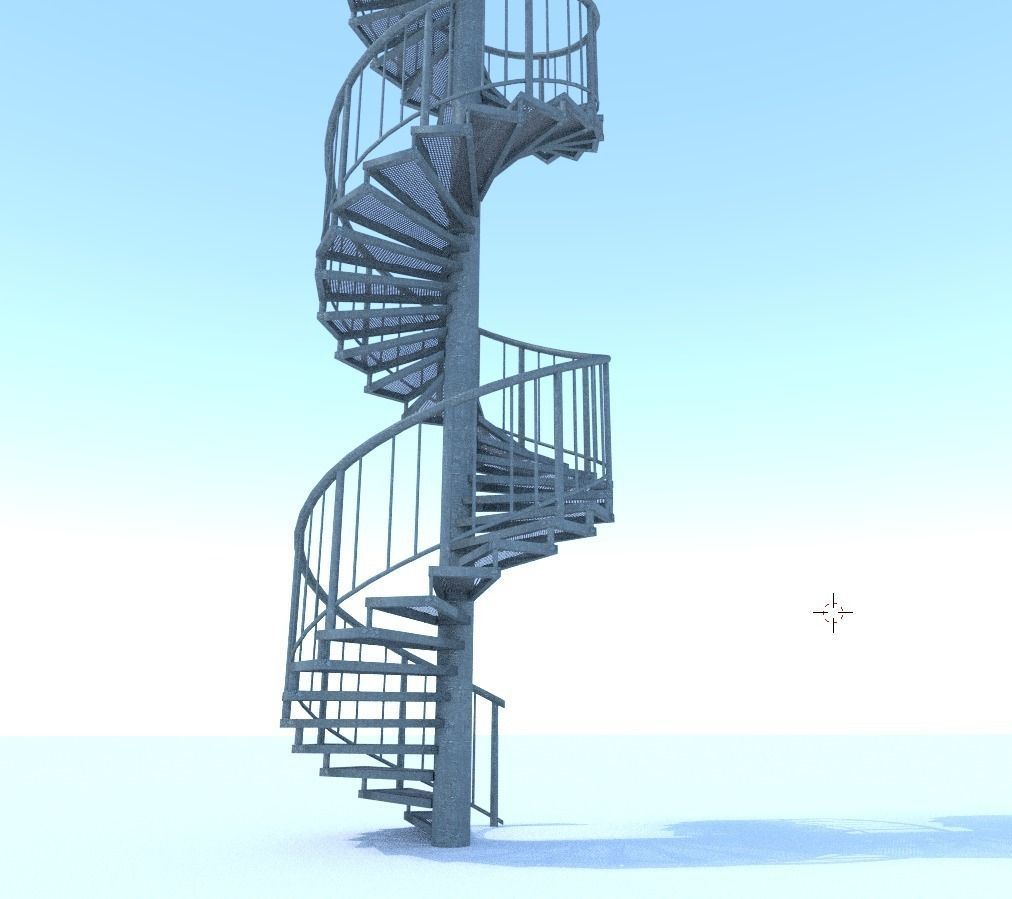 Aluminum spiral staircases for outside Low-poly 3D model_21