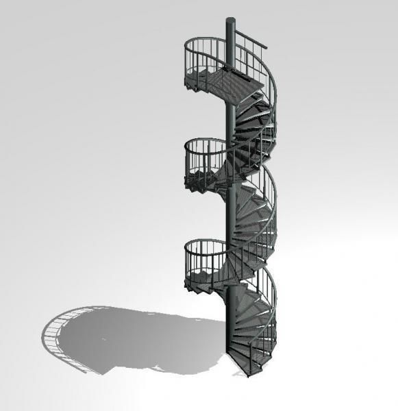 Aluminum spiral staircases for outside Low-poly 3D model_16