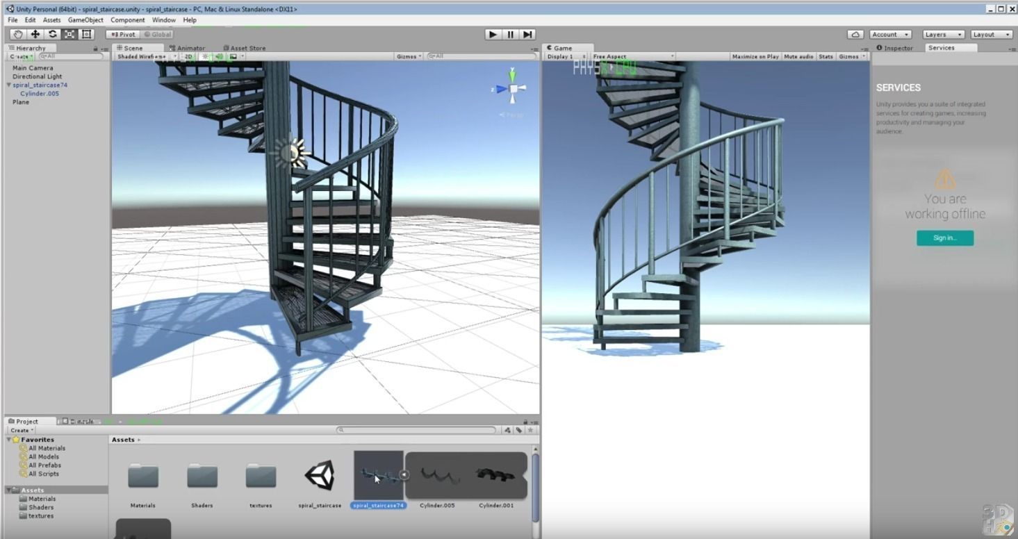 Aluminum spiral staircases for outside Low-poly 3D model_3