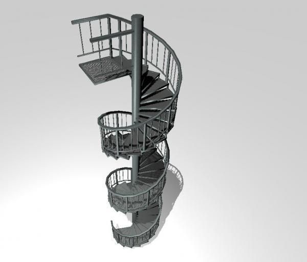 Aluminum spiral staircases for outside Low-poly 3D model_18