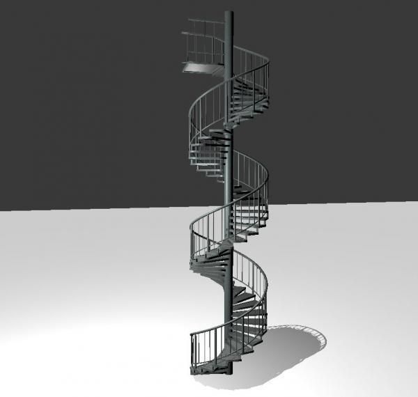 Aluminum spiral staircases for outside Low-poly 3D model_7