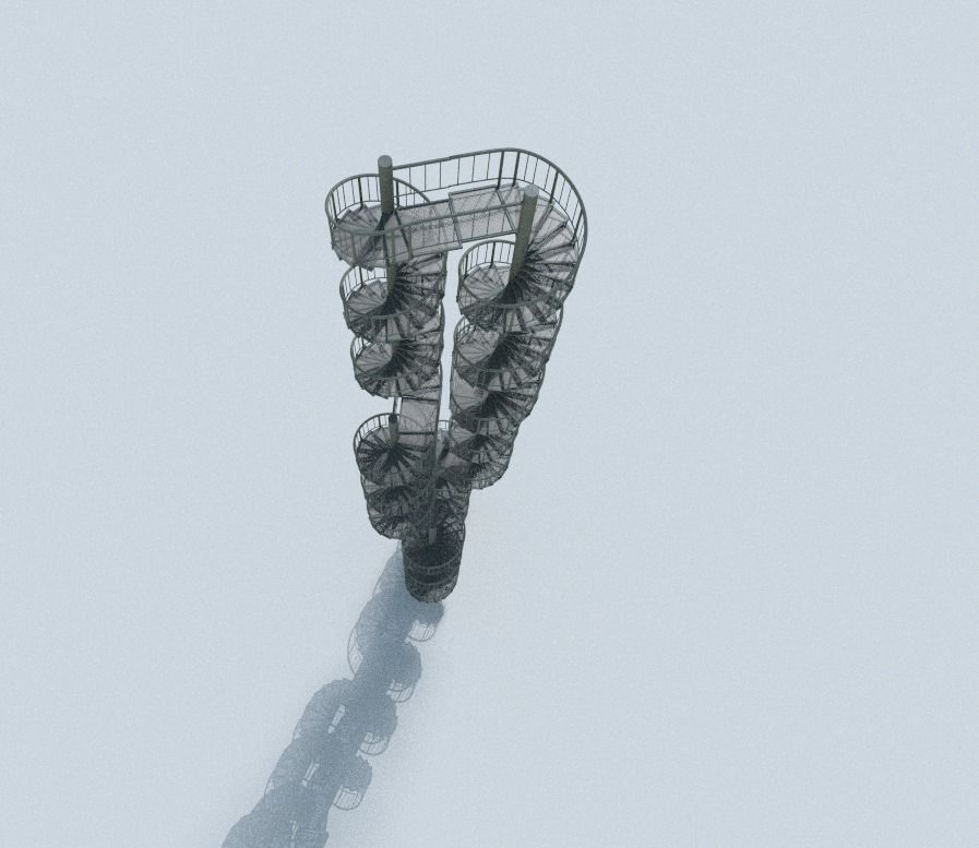 Aluminum spiral staircases for outside Low-poly 3D model_20