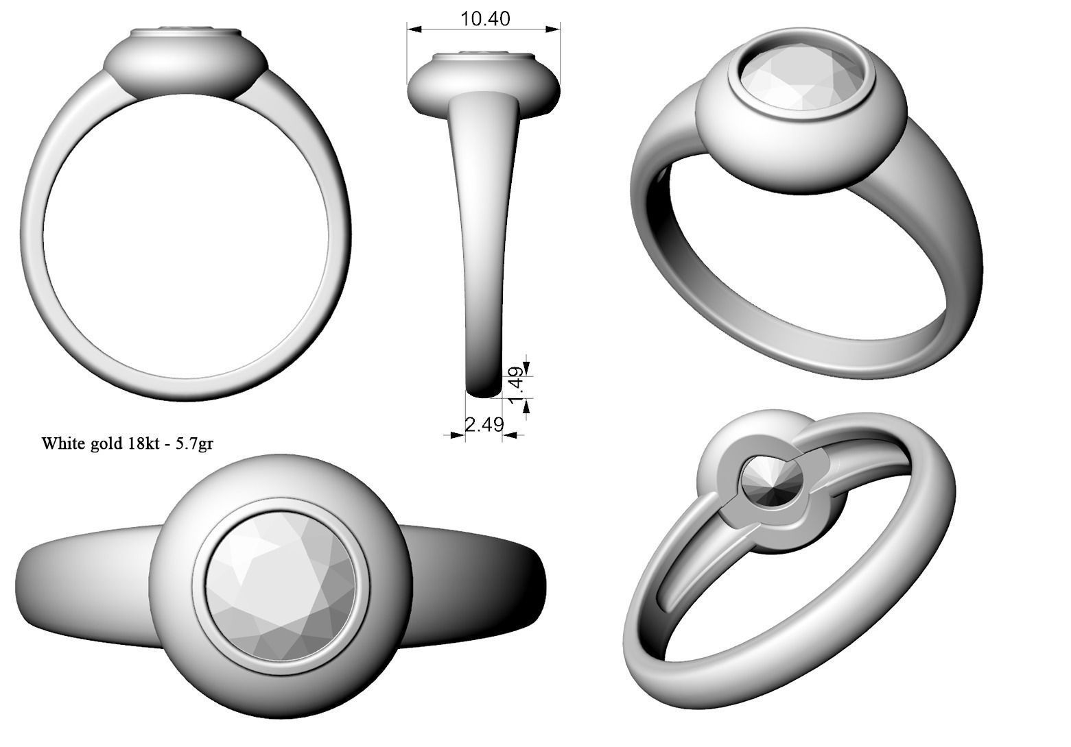 Engagement circle ring 3D print model_3