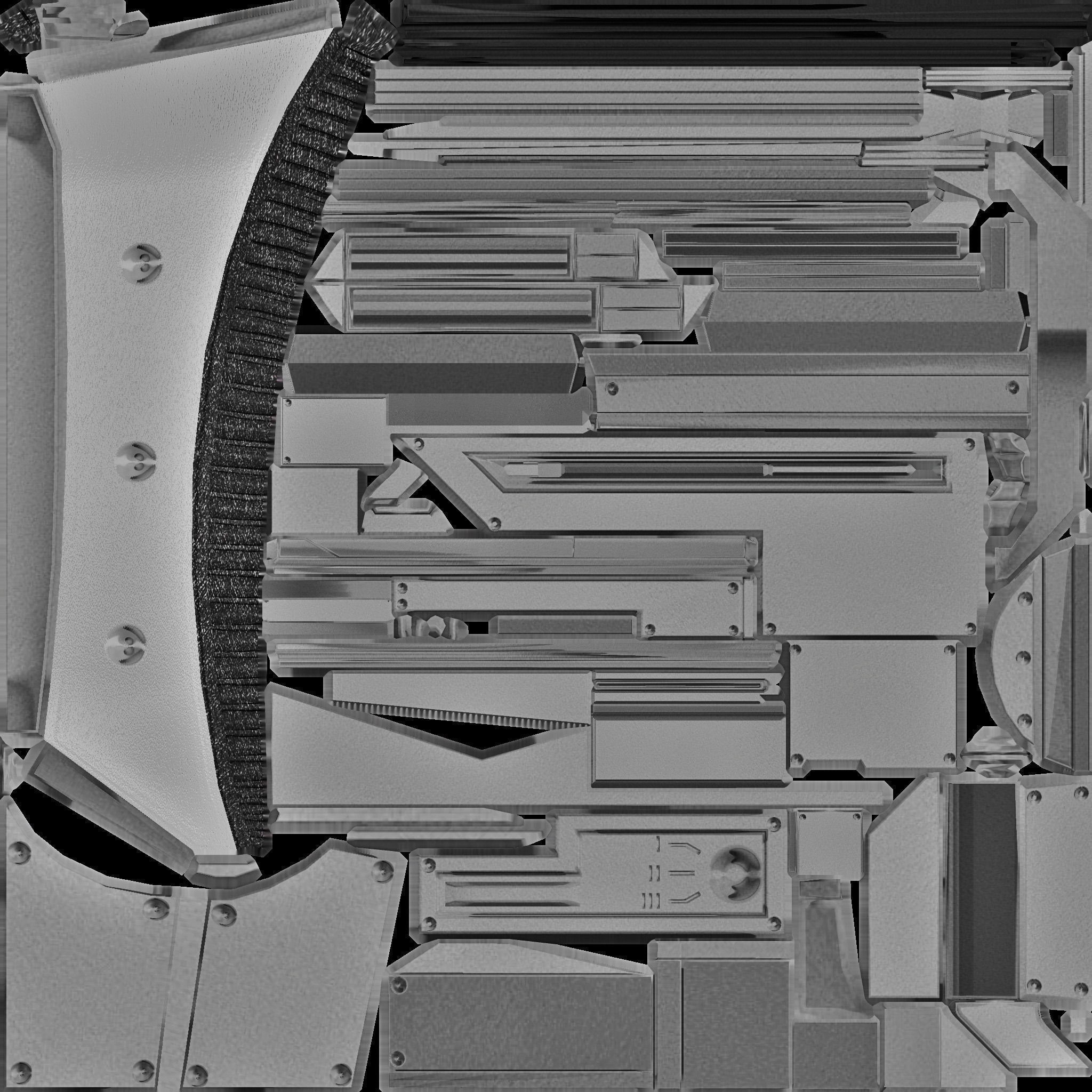 Futuristic Weapon Concept Low Poly Version Low-poly 3D model_25