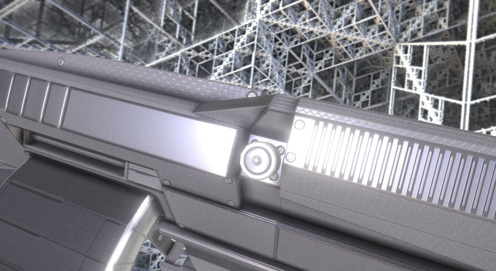 Futuristic Weapon Concept Low Poly Version Low-poly 3D model_39