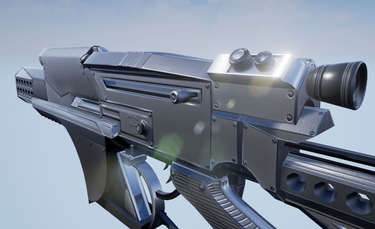 Futuristic Weapon Concept Low Poly Version Low-poly 3D model_5