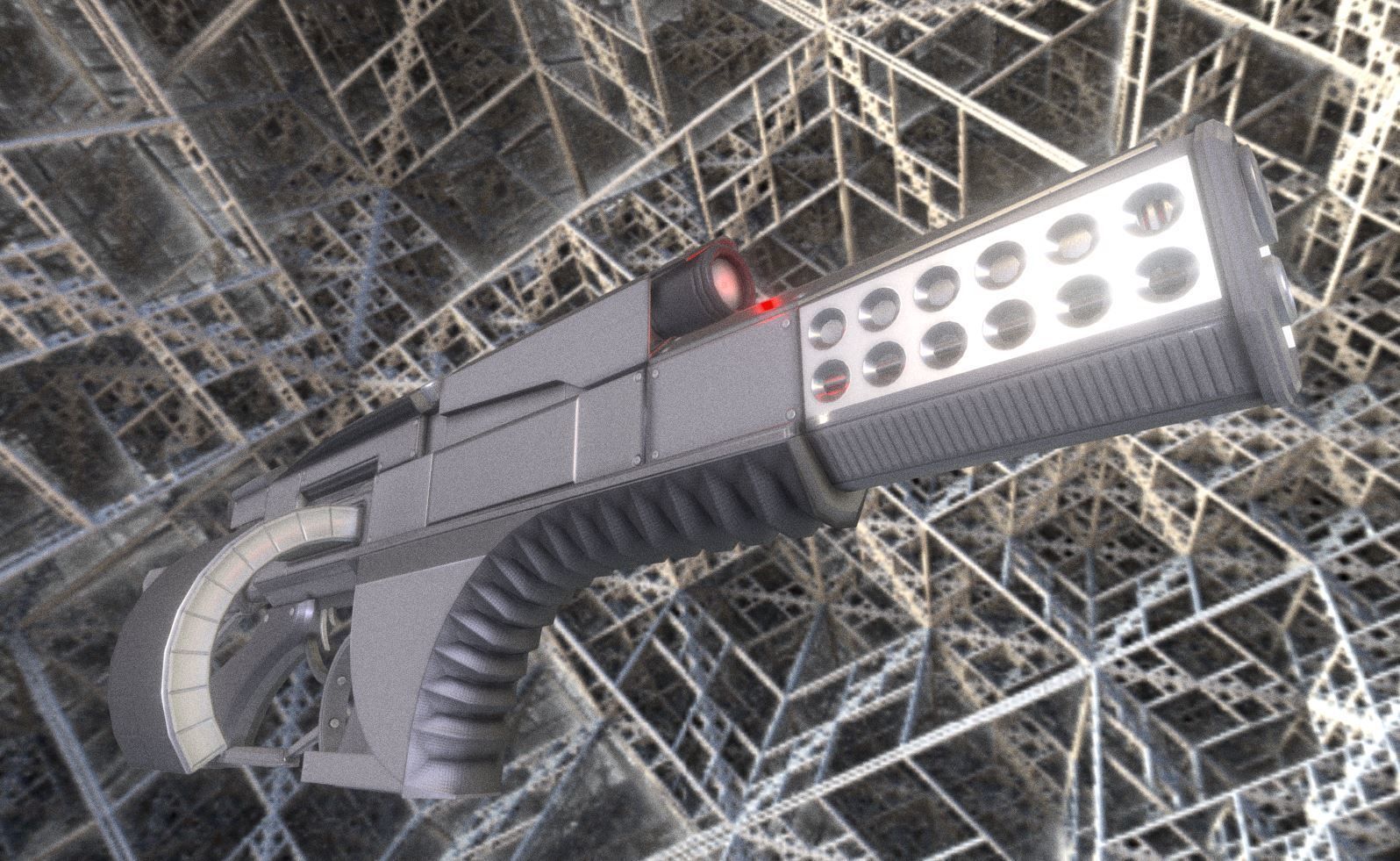 Futuristic Weapon Concept Low Poly Version Low-poly 3D model_16