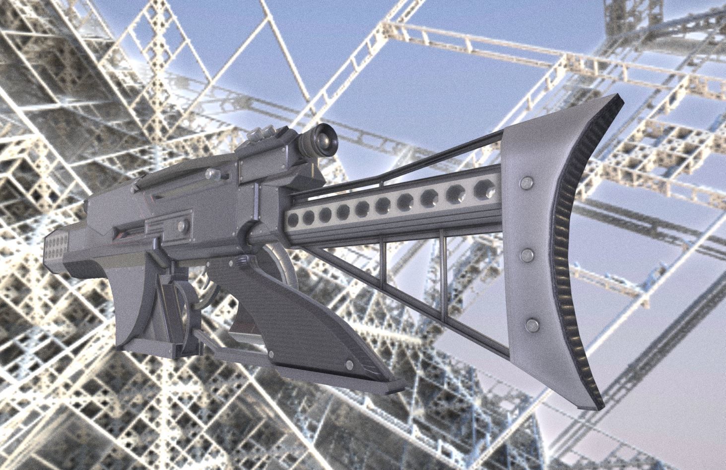 Futuristic Weapon Concept Low Poly Version Low-poly 3D model_13