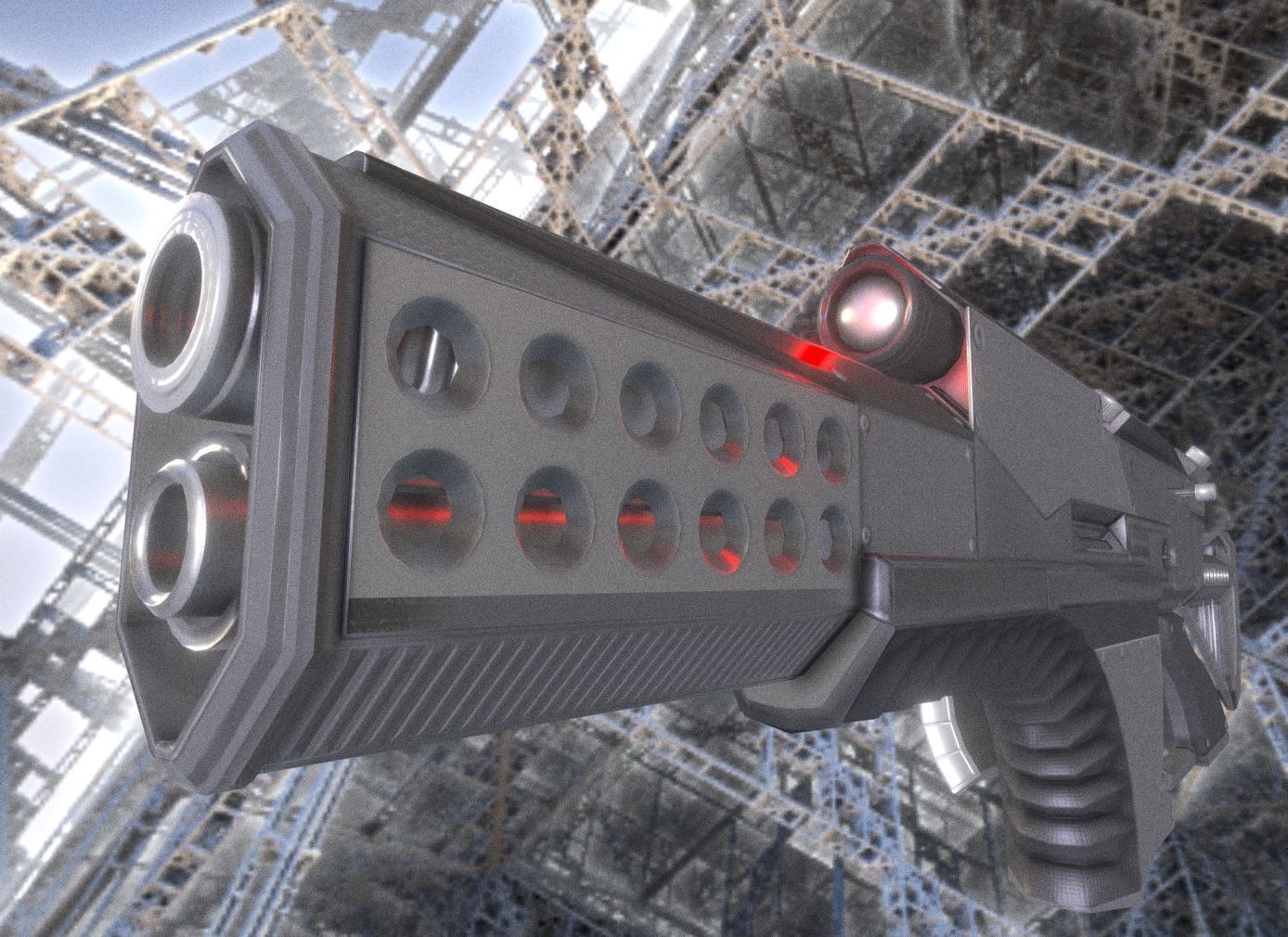 Futuristic Weapon Concept Low Poly Version Low-poly 3D model_14