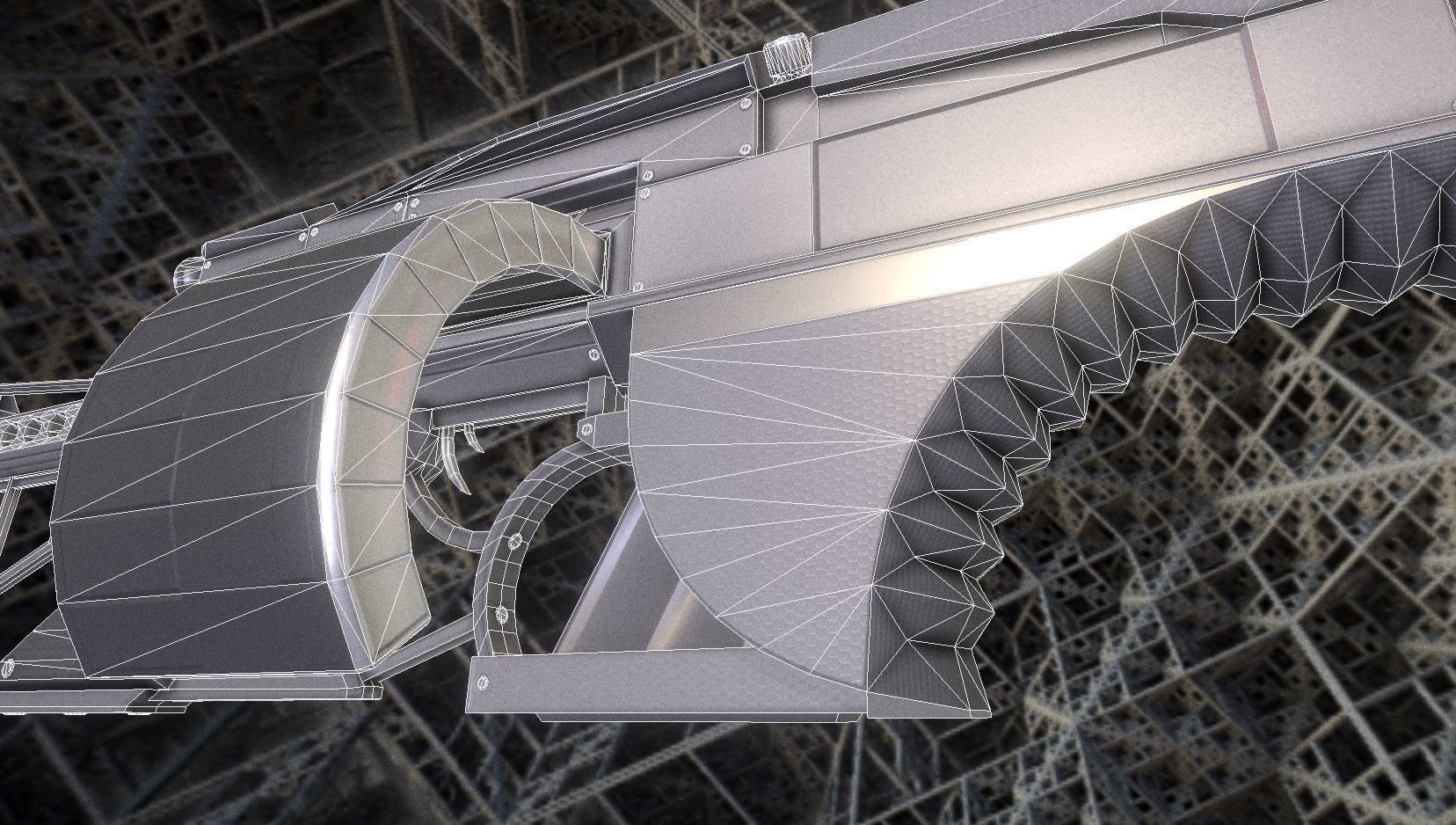 Futuristic Weapon Concept Low Poly Version Low-poly 3D model_43