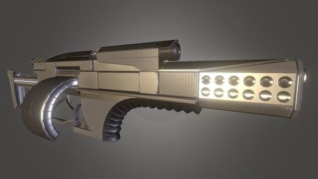 Futuristic Weapon Concept Low Poly Version Low-poly 3D model_7
