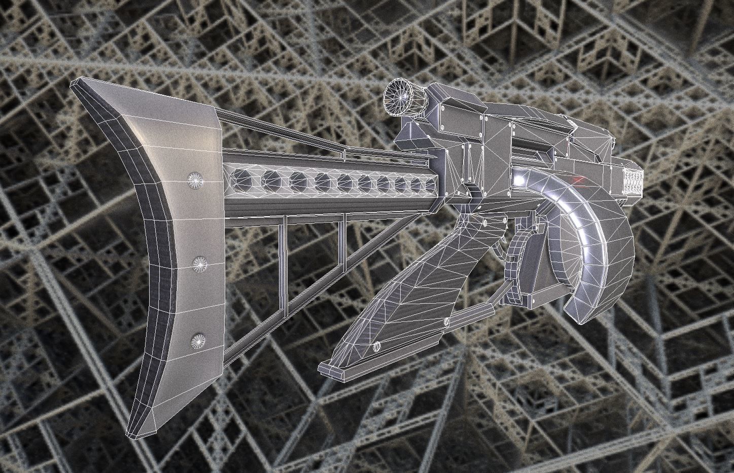 Futuristic Weapon Concept Low Poly Version Low-poly 3D model_37