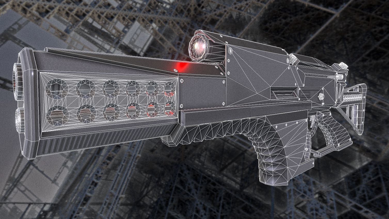 Futuristic Weapon Concept Low Poly Version Low-poly 3D model_40