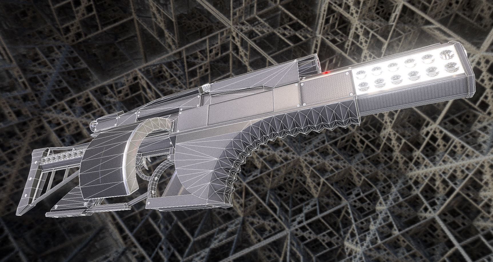 Futuristic Weapon Concept Low Poly Version Low-poly 3D model_48