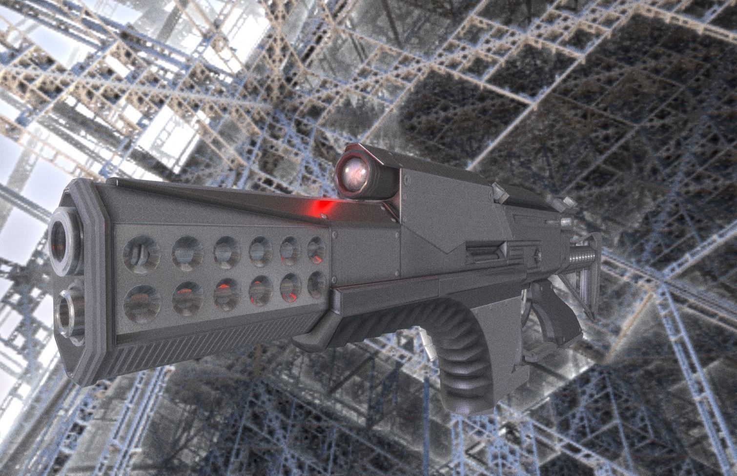 Futuristic Weapon Concept Low Poly Version Low-poly 3D model_15