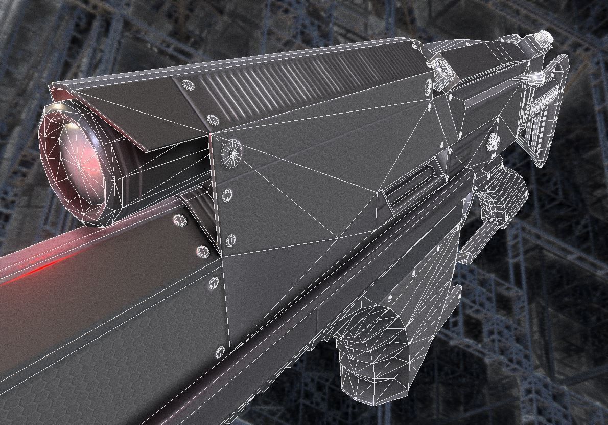 Futuristic Weapon Concept Low Poly Version Low-poly 3D model_38