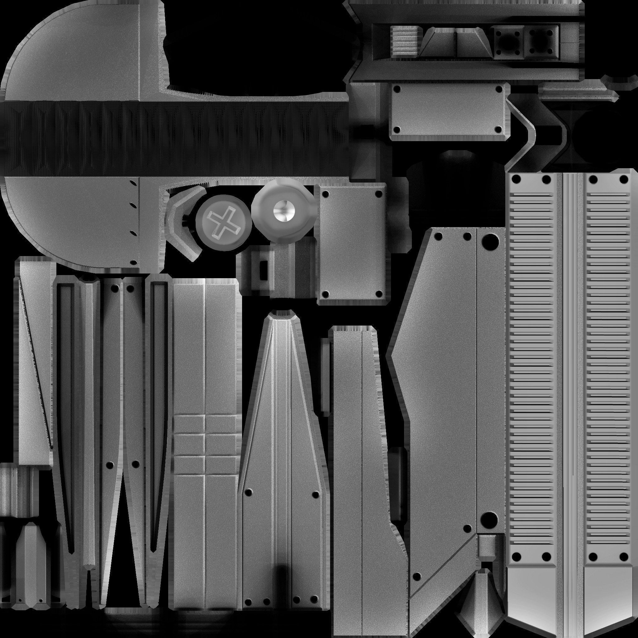 Futuristic Weapon Concept Low Poly Version Low-poly 3D model_52