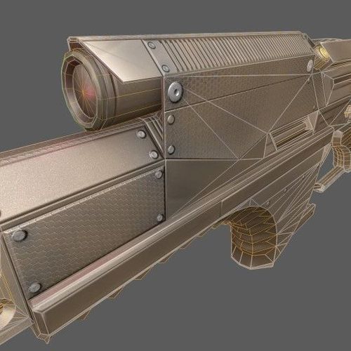 Futuristic Weapon Concept Low Poly Version Low-poly 3D model_44